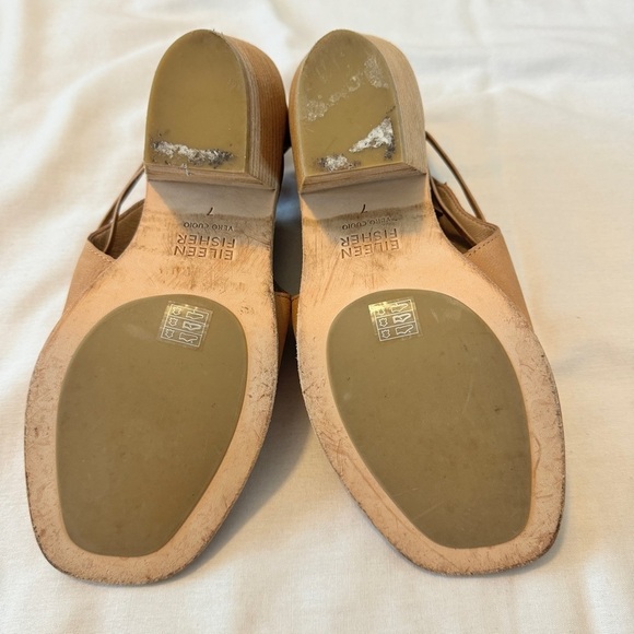 Eileen Fisher 7 Allie Sandals Open Toe Heels Leather Boho Casual - Picture 9 of 10